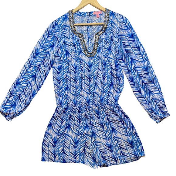 Lilly Pulitzer Colby Costa Verde Lapis Blue Romper - Picture 3 of 6